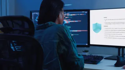 Femme assise devant deux écrans et regardant du contenu