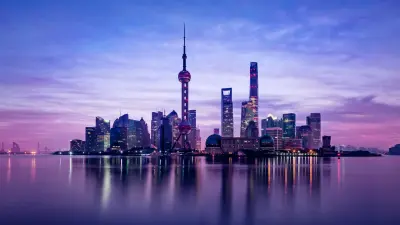 Shanghai skyline at dawn with Oriental Pearl Tower