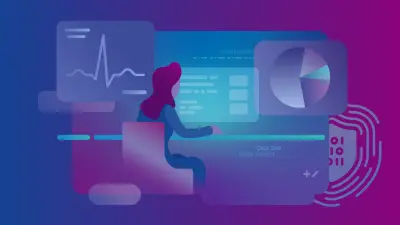 가상 컴퓨터에서 글을 쓰는 여성의 일러스트레이션