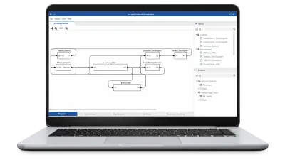 COSYM V3.0.0 Beta 1のスクリーンショット。ラップトップ上の2コンポーネントモデル。