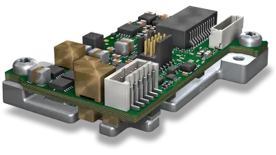 A close-up view of an ECU with ETAS components