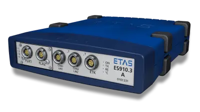 The image shows the ES910 prototyping and interface module from ETAS.