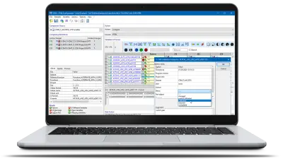 校正データセットの品質メタデータを比較、表示、編集するためのオプションを備えたINCA-QM-BASICソフトウェアのインターフェースを示すスクリーンショット。