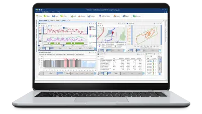ETAS Measureデータアナライザーソフトウェアのスクリーンショット。複数のグラフオーバーレイとドッキングウィンドウをサポートする機能により、複雑なデータ解析が可能。